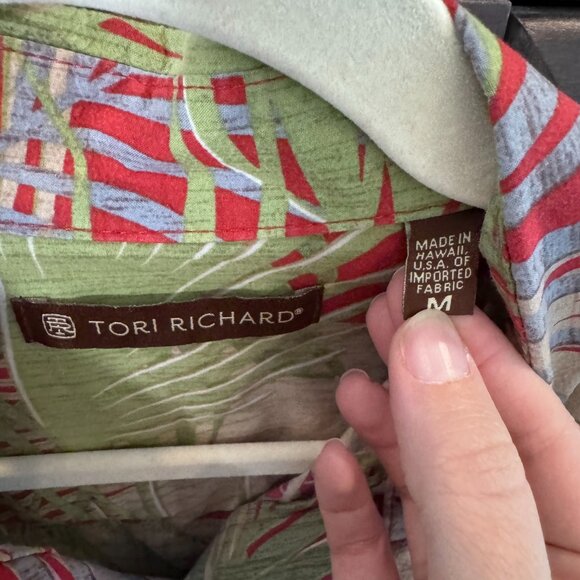 Tori Richard Hawaiian Shirt Men’s Medium Tropical Palm Print Made in Hawaii USA - Picture 4 of 9